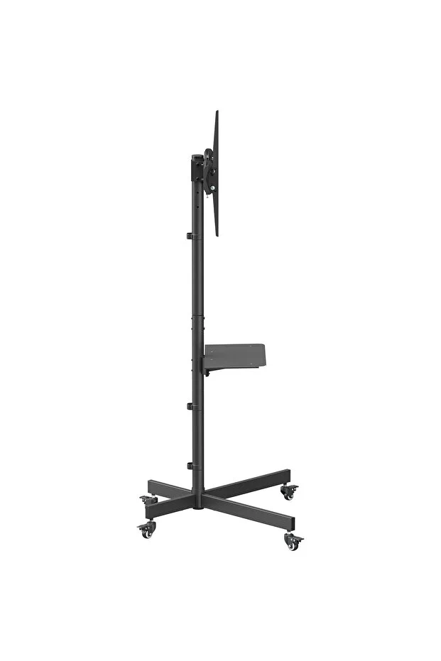 Tekerlekli Tv Standı 32"-55" | Ekonomik Seri | Yükseklik Ayarlı | Raflı | 35 kg Kapasiteli